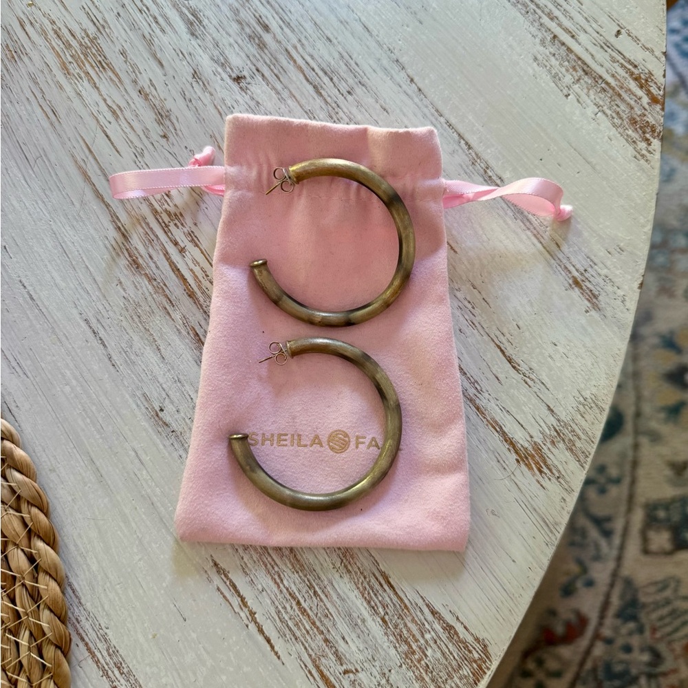Sheila Fajl 2” Burnished Gold Hoop Earrings